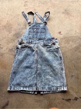 SOON VINTAGE 90s Y2K Acid Wash Denim Overall Dress